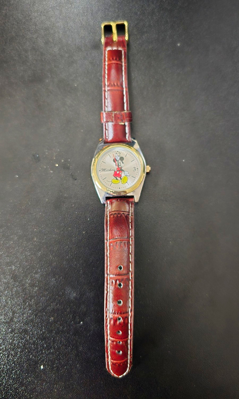 Vintage Disney Mickey Mouse Watch Two Tone Working Case *Needs New Band or Glue